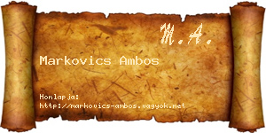 Markovics Ambos névjegykártya